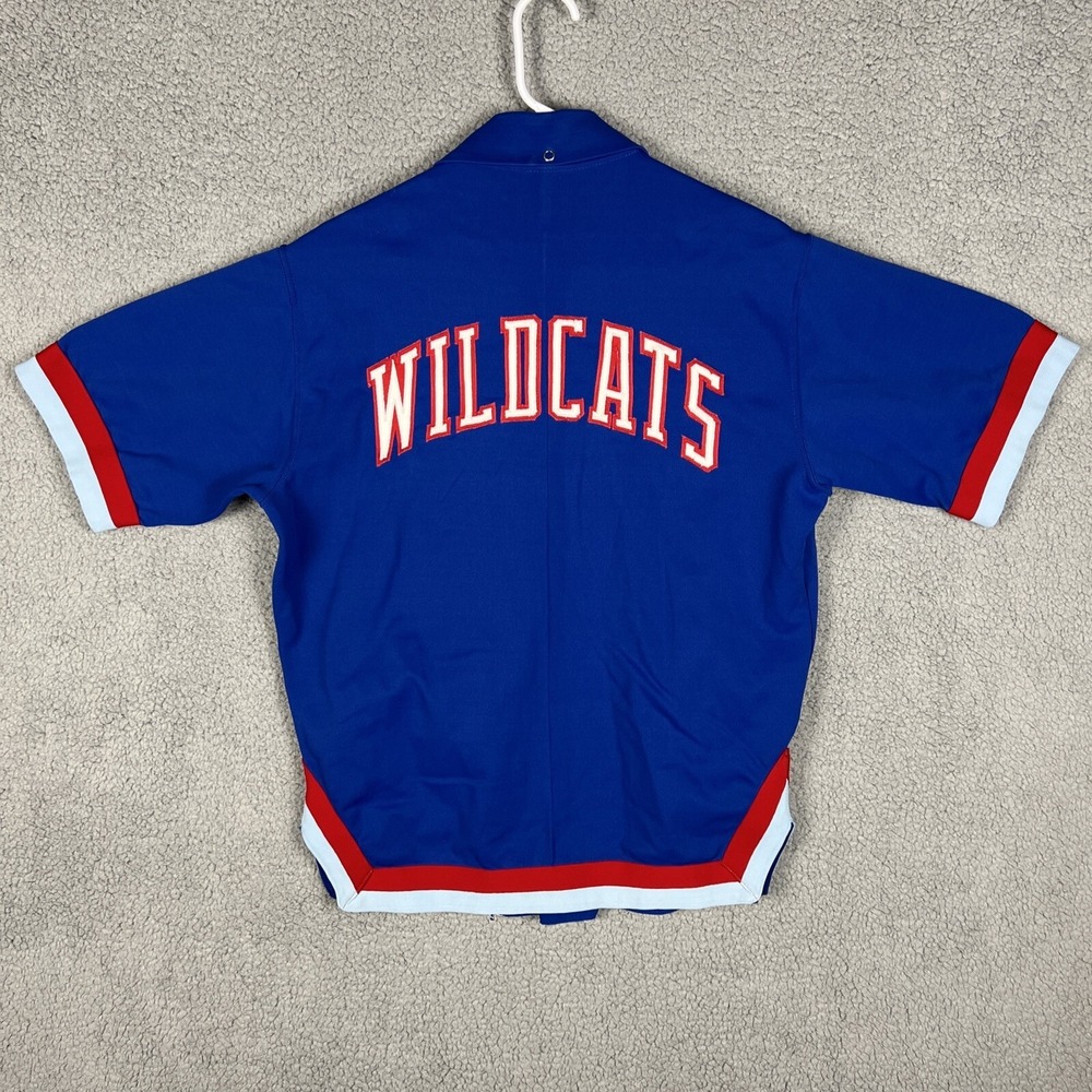 Vintage Rawlings Wildcats Snap Warm Up Jersey Blue Short Sleeve Shirt Size‎ 40
